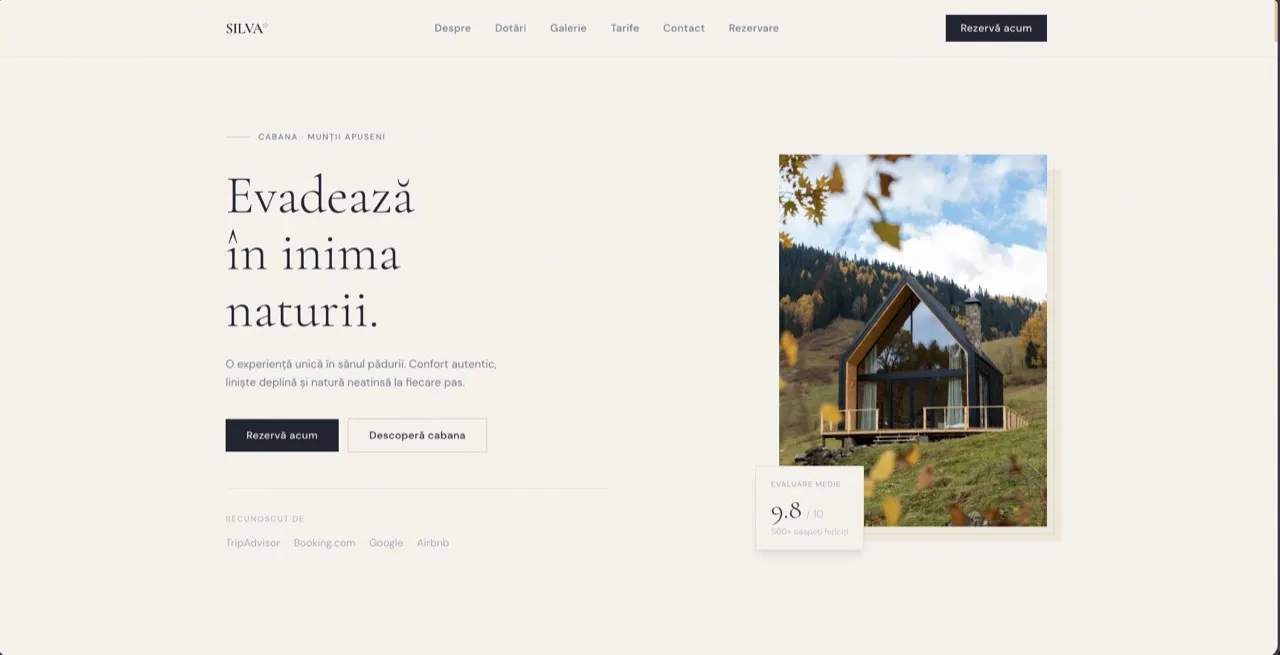 Silva Cabin — platformă rezervări cabană la munte, preview